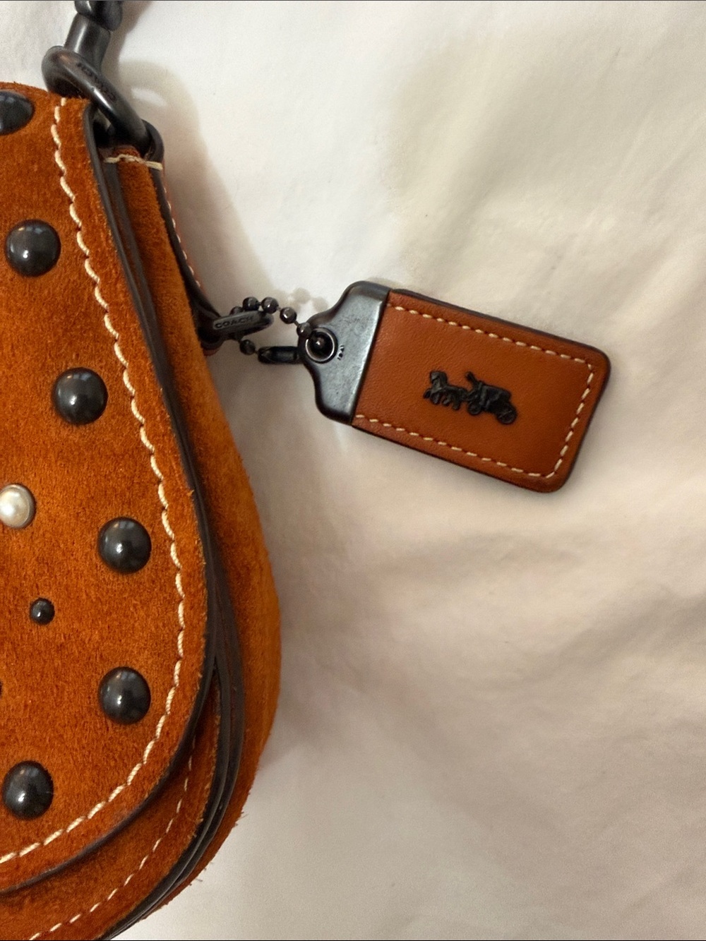 Coach Brown Suede Studded Crossbody - Picture 2 of 5